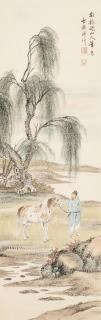 Pu Jin - Horse and Groom under Willow Tree