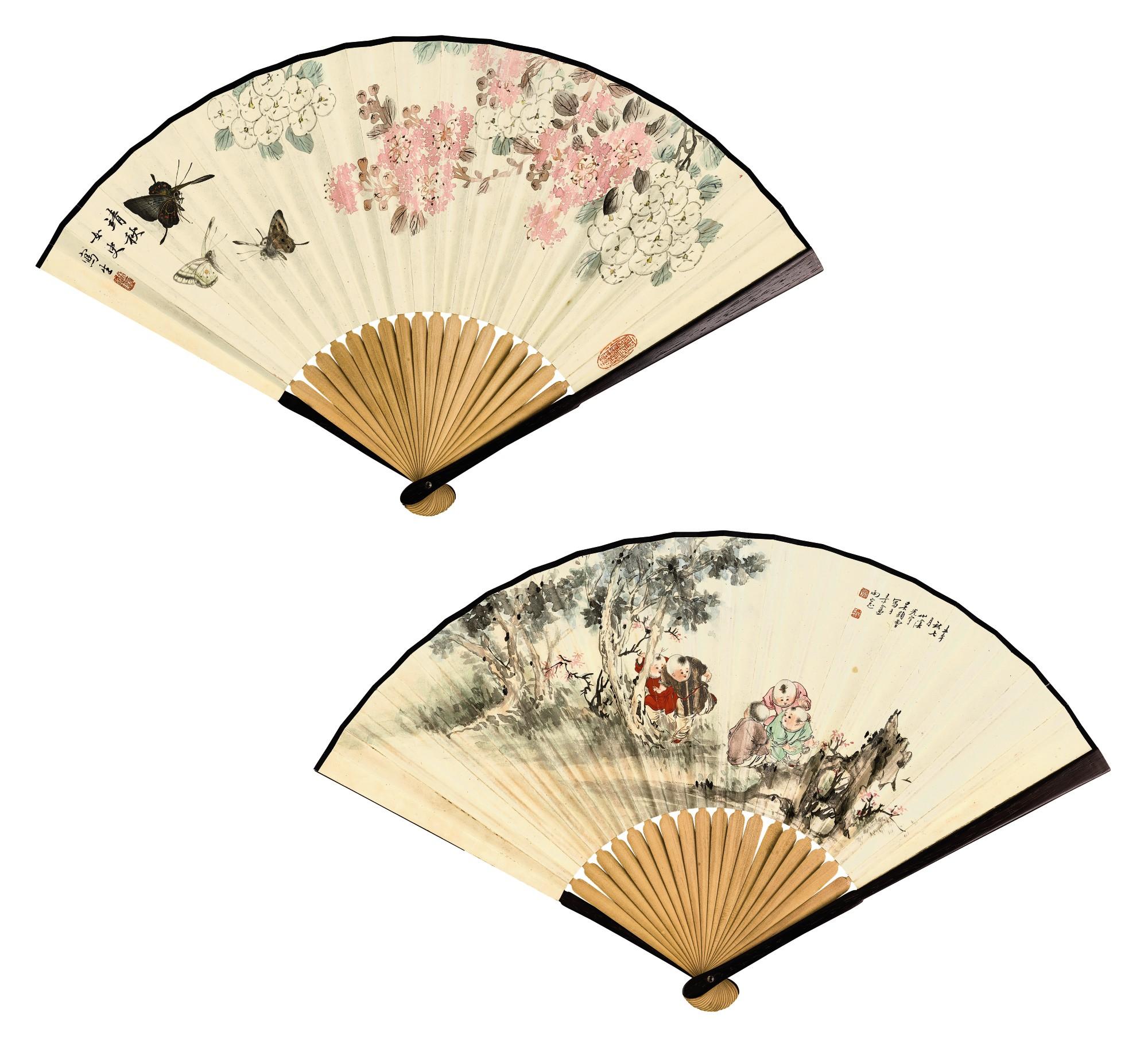 Pu Jingqiu - Butterflies By Flowers