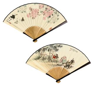 Pu Jingqiu - Butterflies By Flowers