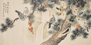 Pu Zuo - Birds on a Pine Tree