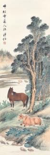Pu Zuo - Horses By The Riverside