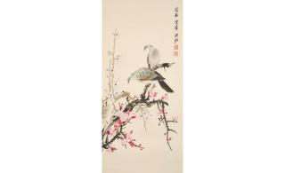Pu Zuo - Two Partridges and Plum Bloosoms