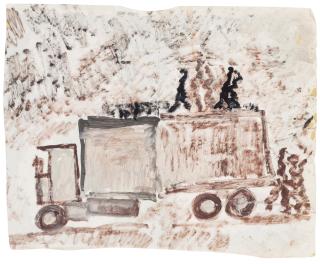 Purvis Young - Truckin\'; Angels, Horses, Figures, Construction Scene