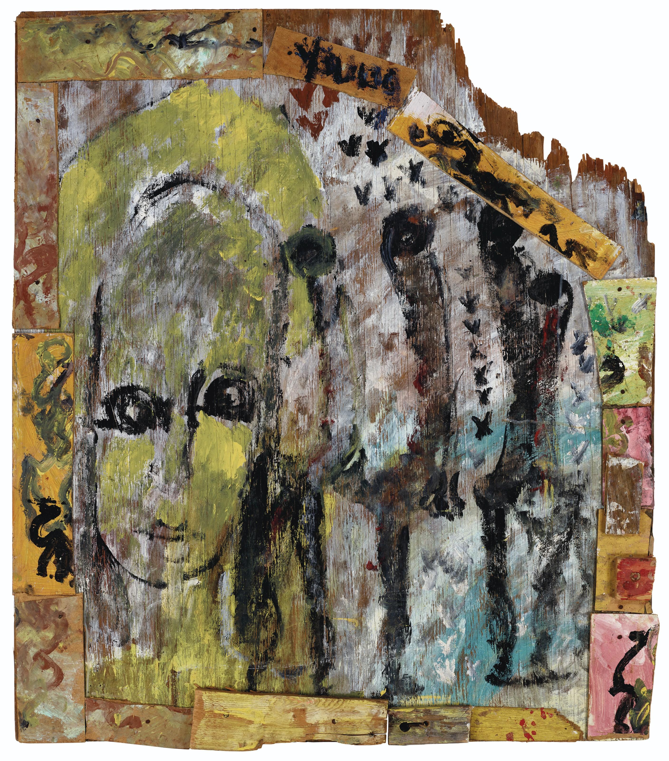 Purvis Young - Untitled (Angel with Three Figures)