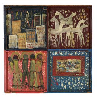 Purvis Young - Untitled (Four Panel Construction)