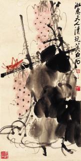 Qi Baishi - A Hanging Scroll In Ink And Colour On Paper 20Th Century