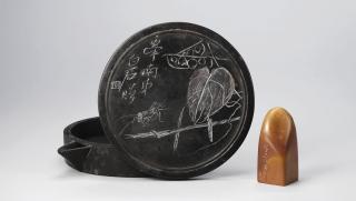 Qi Baishi - A Soapstone Seal and A Round Grass and Insect Ink Box    Republic Period, signed Qi Baishi (1863-1957)