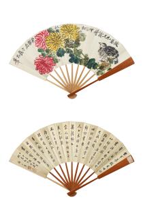 Qi Baishi - Chrysanthemum and Quail; Calligraphy in Running Script