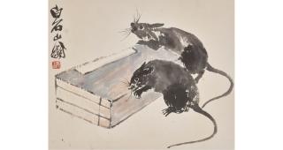 Qi Baishi - Two Mice and Books