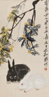 Qi Baishi - Two Rabbits Under Osmanthus