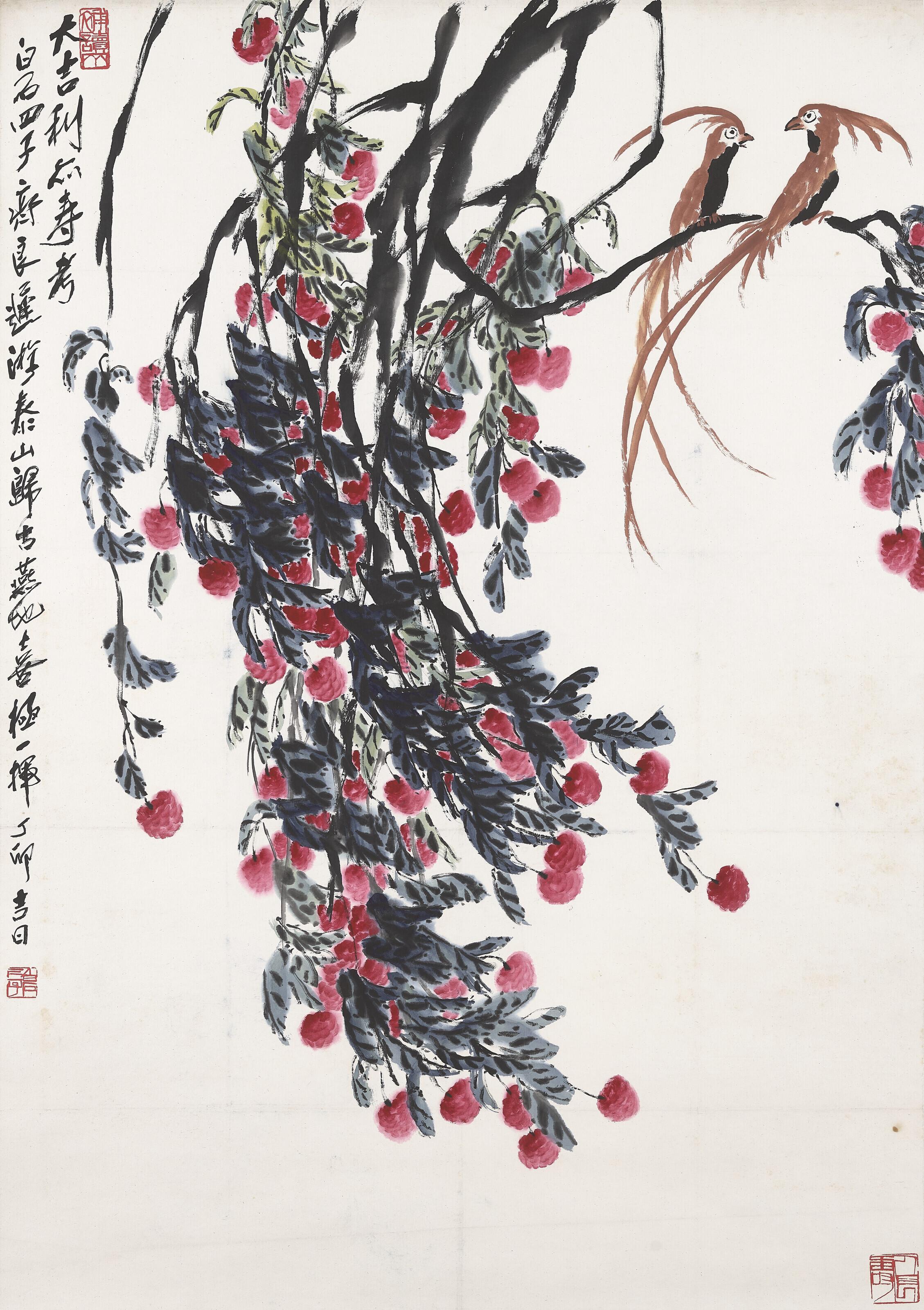 Qi Liangchi - Lychee and Ribbon-tailed Astrapia