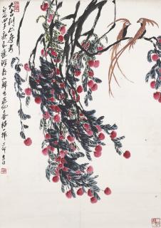 Qi Liangchi - Lychee and Ribbon-tailed Astrapia