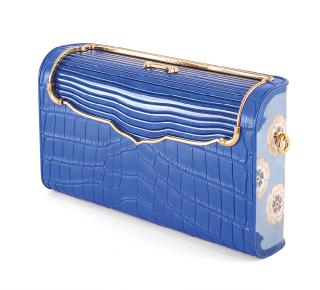 Qi Tian - A WOOD INLAID FLORAL ALLIGATOR EVENING BAG