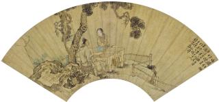 Qian Hui\'an - Crane And Lady Accompanying Study