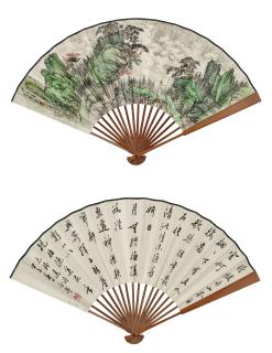 Qian Hui\'An - Landscape; Poem in Running Script, 1934