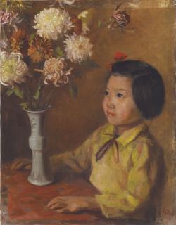 Qin Xuanfu - Little Girl and Chrysanthemum