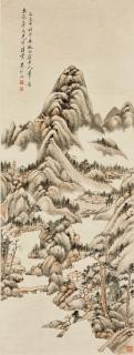 Qin Zuyong - Temple and Houses near the Mountains