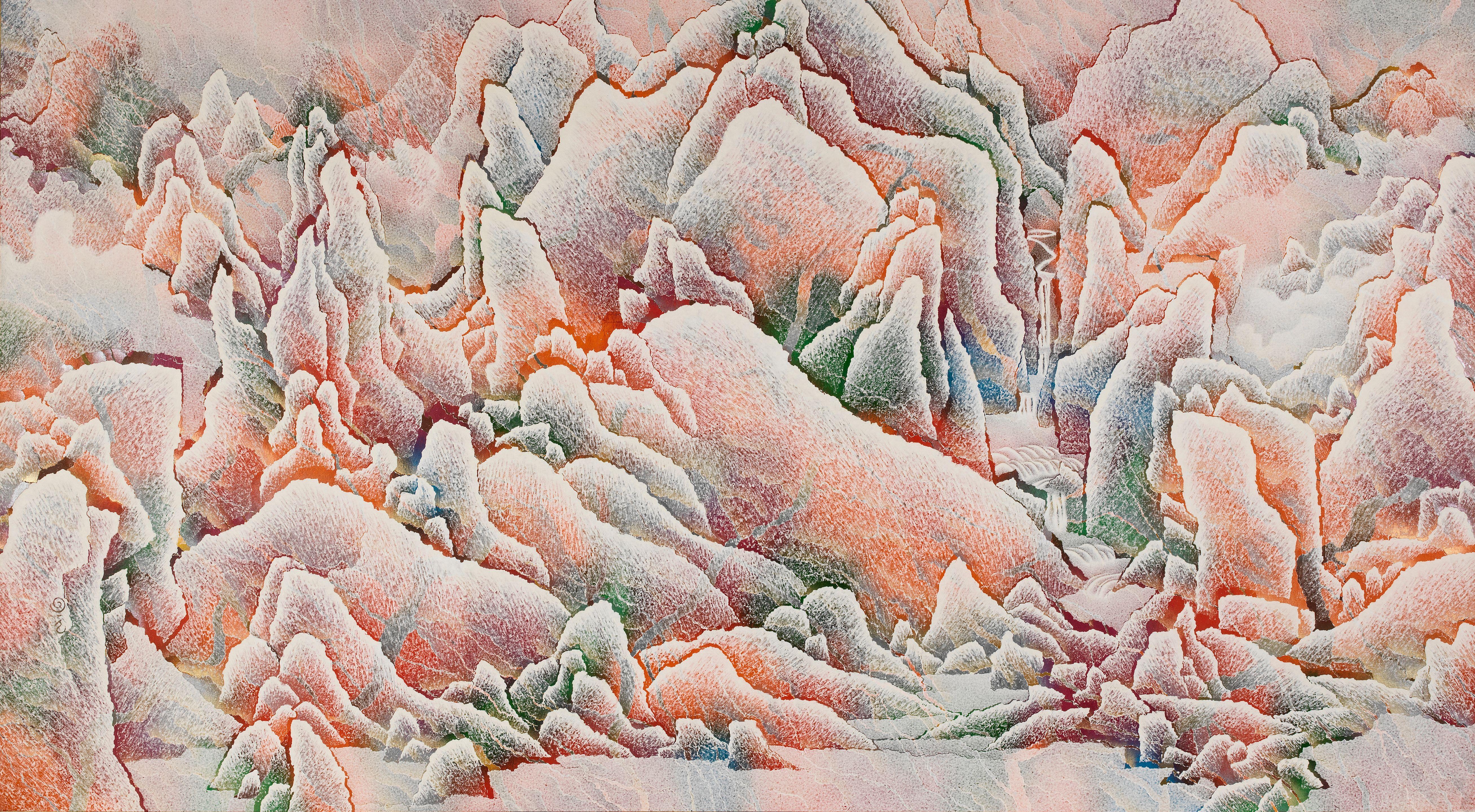 Qiu Deshu - Mountainscape (Red), 2005