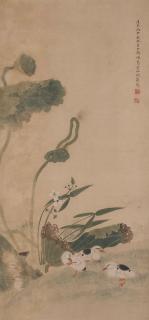 Que Lan - A Chinese scroll painting on silk