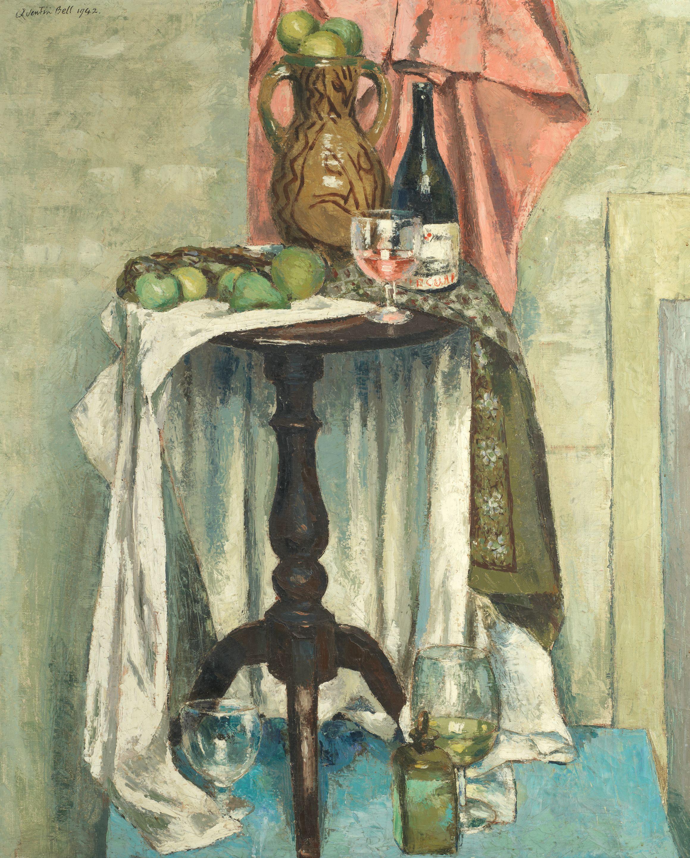 Quentin Bell - Still Life with Apples and Wine on a Table
