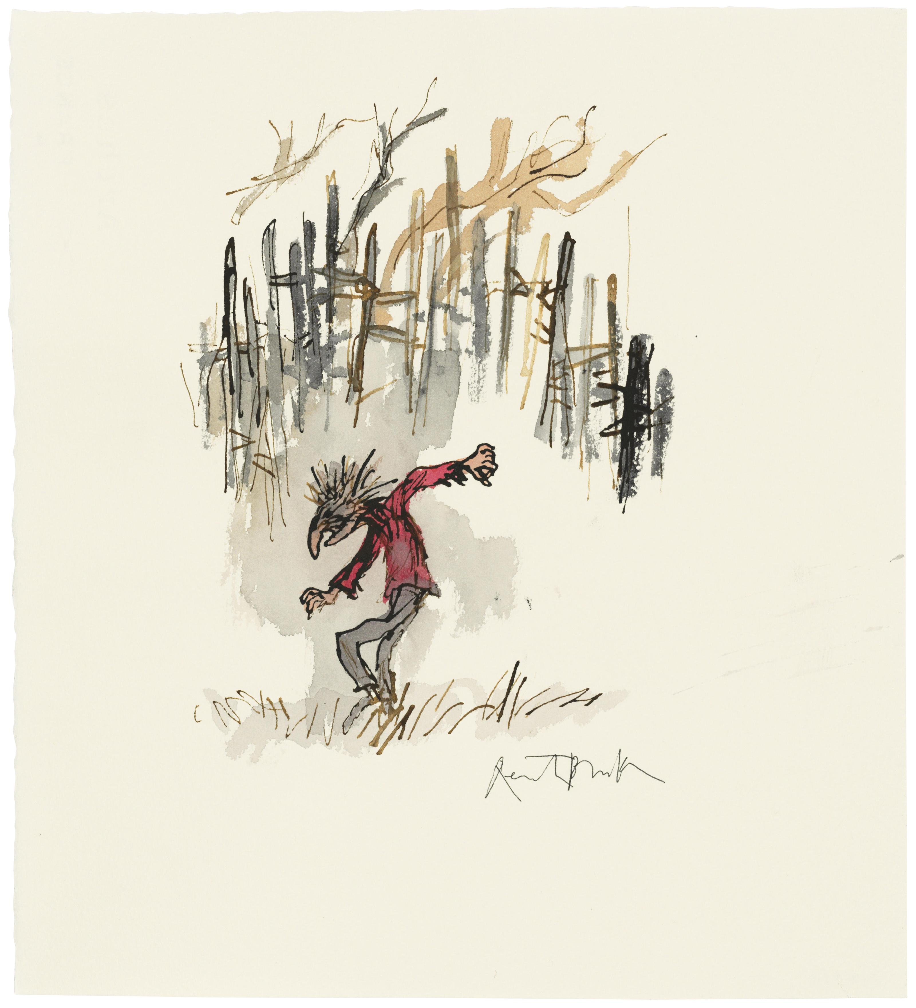 Quentin Blake - Drop John dancing around the fire
