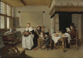 Quiringh Gerritsz. Van Brekelenkam - A Domestic Interior With A Family