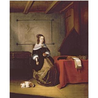 Quiringh Gerritsz. van Brekelenkam - A Lady Seated In An Interior