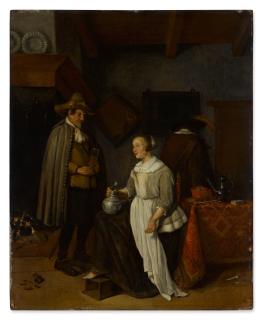 Quiringh Gerritsz. van Brekelenkam - A soldier drinking with a young woman in an inn