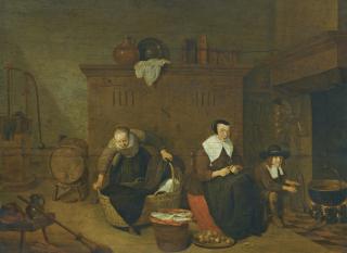 Quiringh Gerritsz. van Brekelenkam - An Interior With A Woman Peeling Turnips