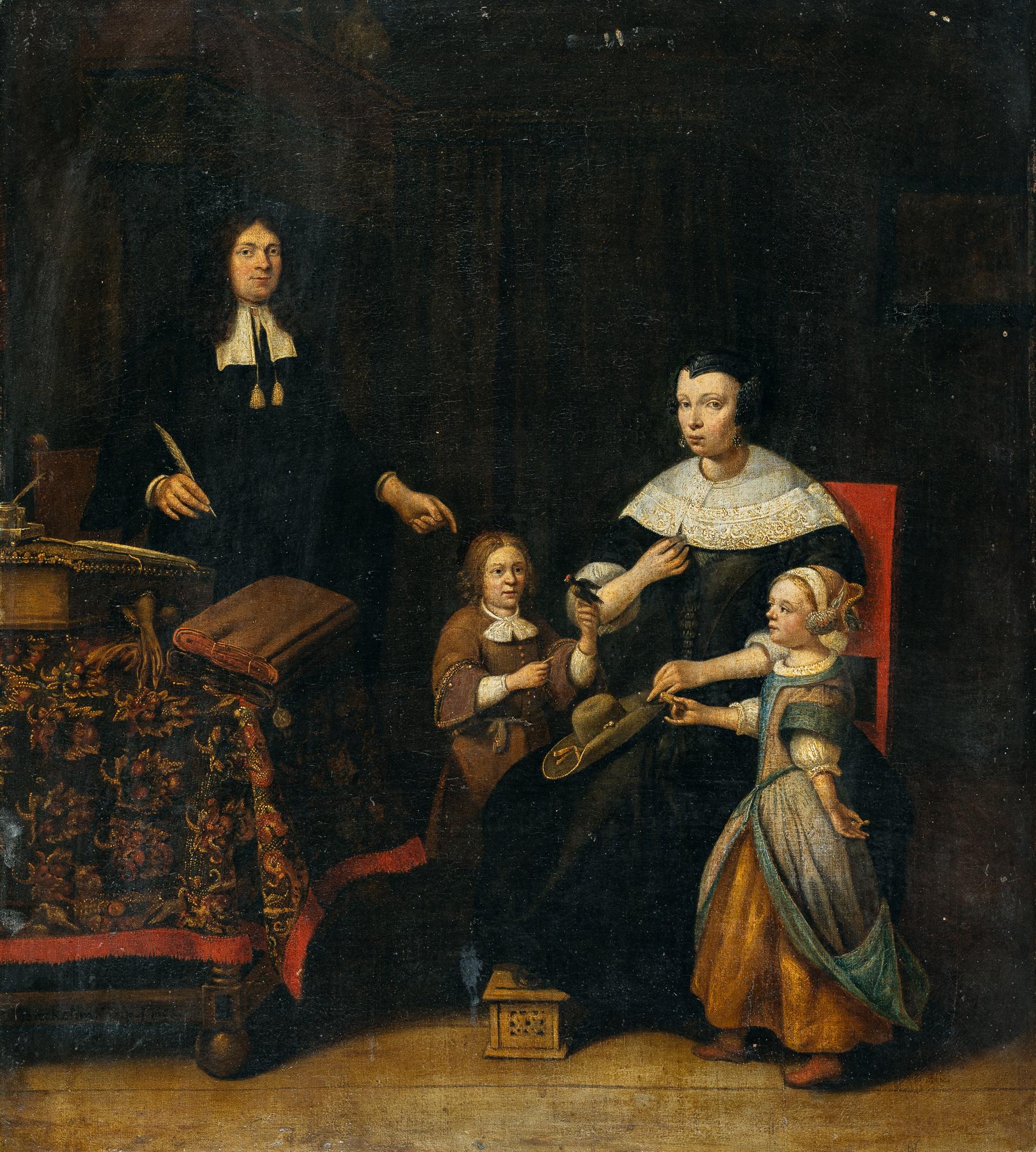 Quiringh Gerritsz. van Brekelenkam - Häusliches Interieur mit einer vierköpfigen Familie