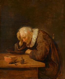 Quiringh van Brekelenkam - Ein schlafender Pfeifenraucher