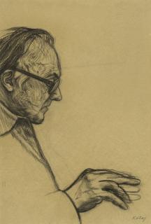 R.B. Kitaj, R.A. - Robert Duncan in profile (with hands beating time)