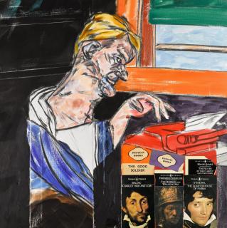 R.B. Kitaj - The Typist (typing his novel)