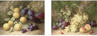R. Caspers - Apples Plums And Grapes On A Mossy Bank; With Another Similar, Framed As One