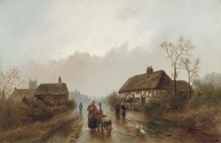 R. Douglas - Figures on a country lane