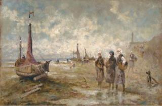 R. Mulders - Fisherwomen on the shore at low tide