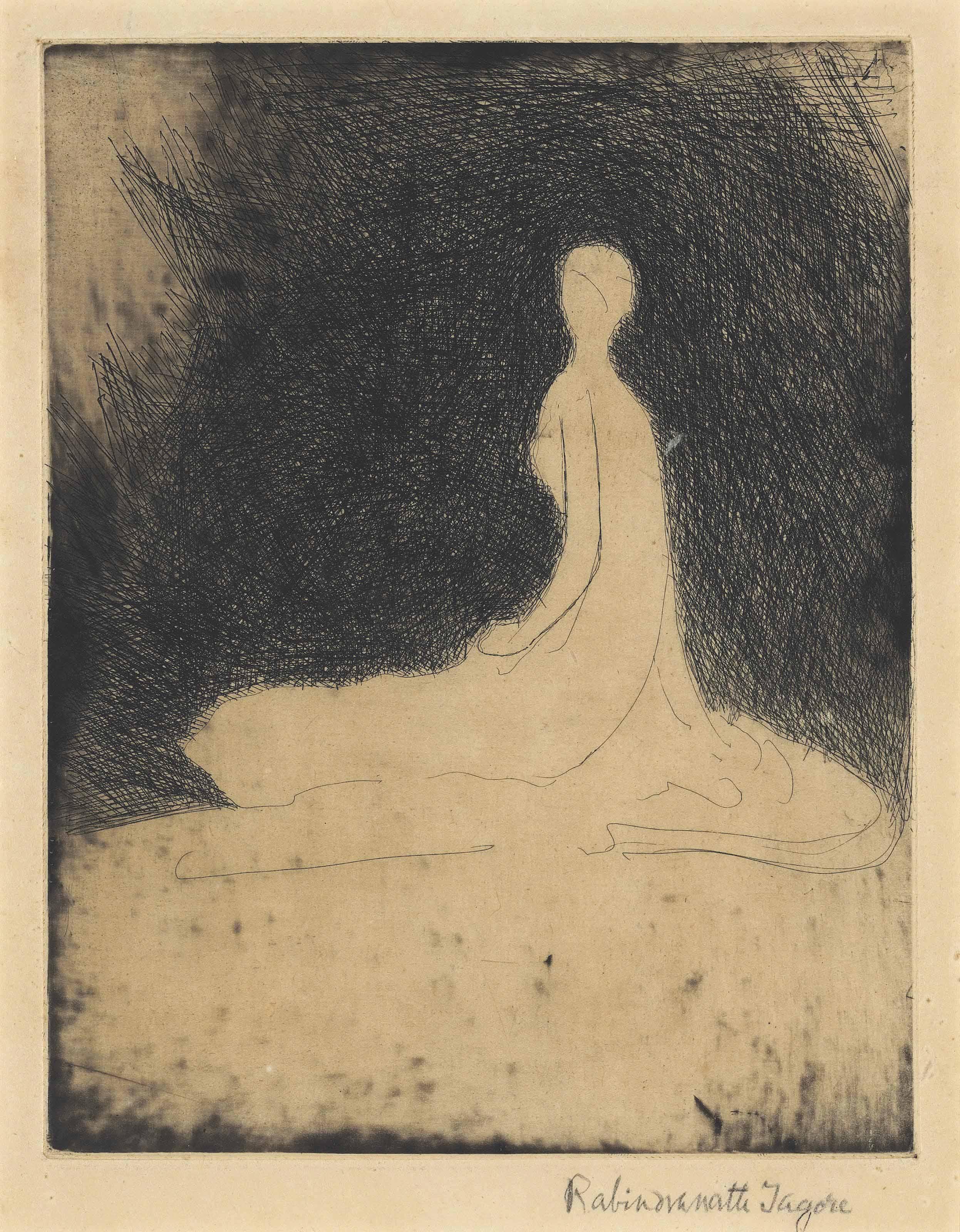 Rabindranath Tagore - Untitled (Seated Lady)