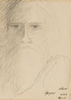 Rabindranath Tagore - Untitled (Self Portrait); Also Illustrated On Reverse