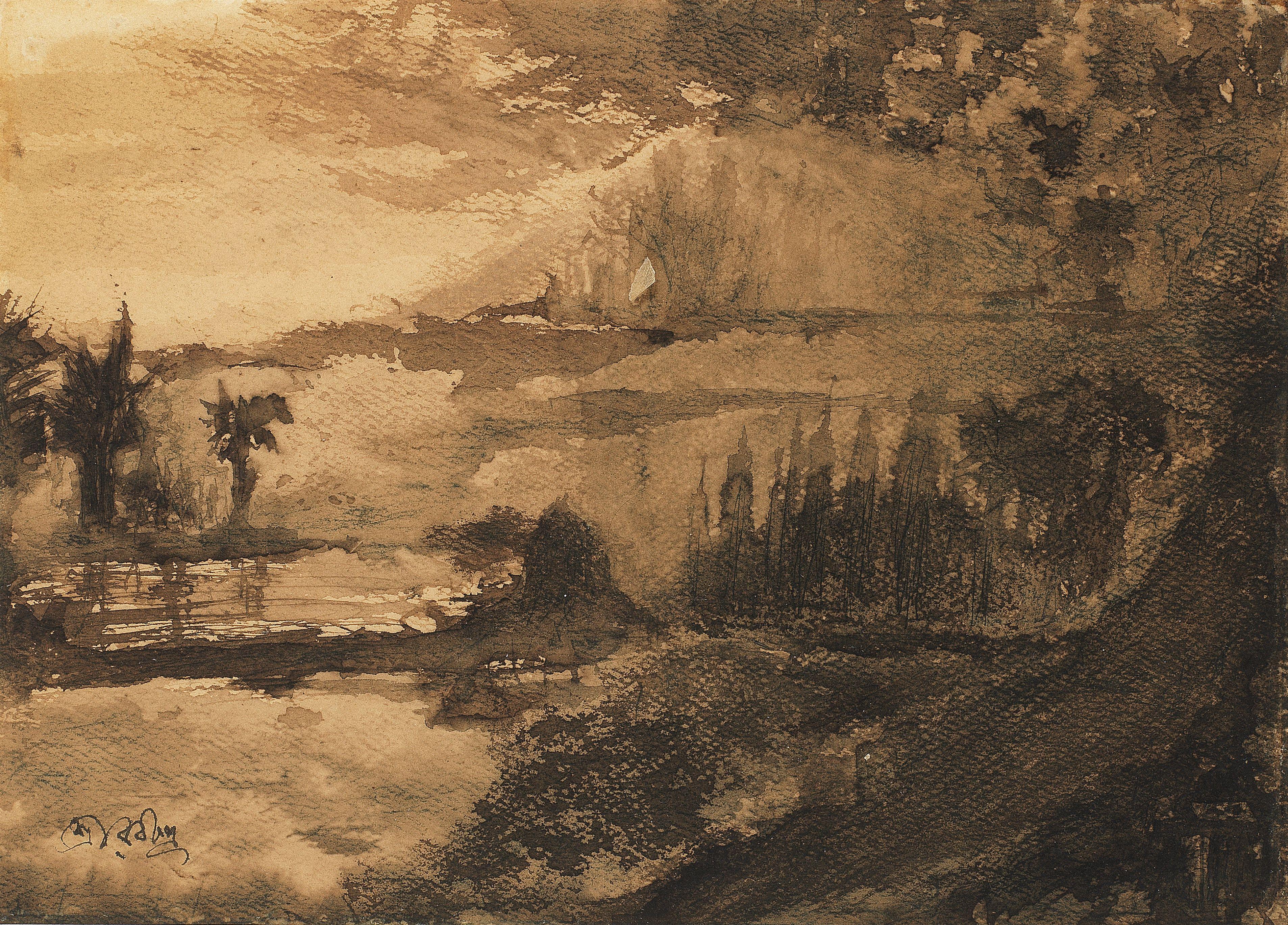 Rabindranath Tagore - Untitled (West Bengal Landscape)