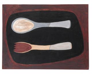 Rachel Nicholson - Spoon and Fork on Red and Black