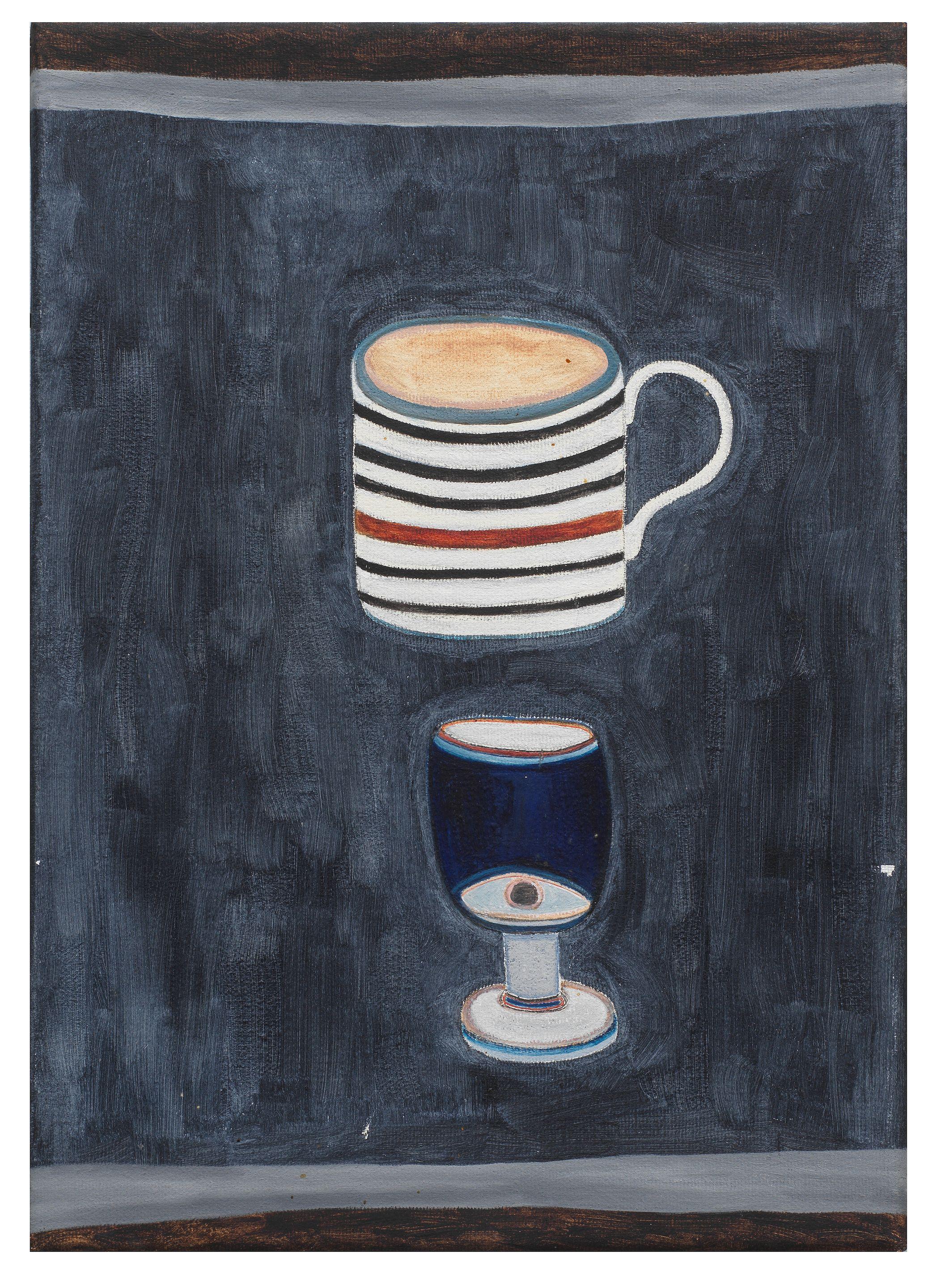 Rachel Nicholson - Striped Mug with Blue Glass
