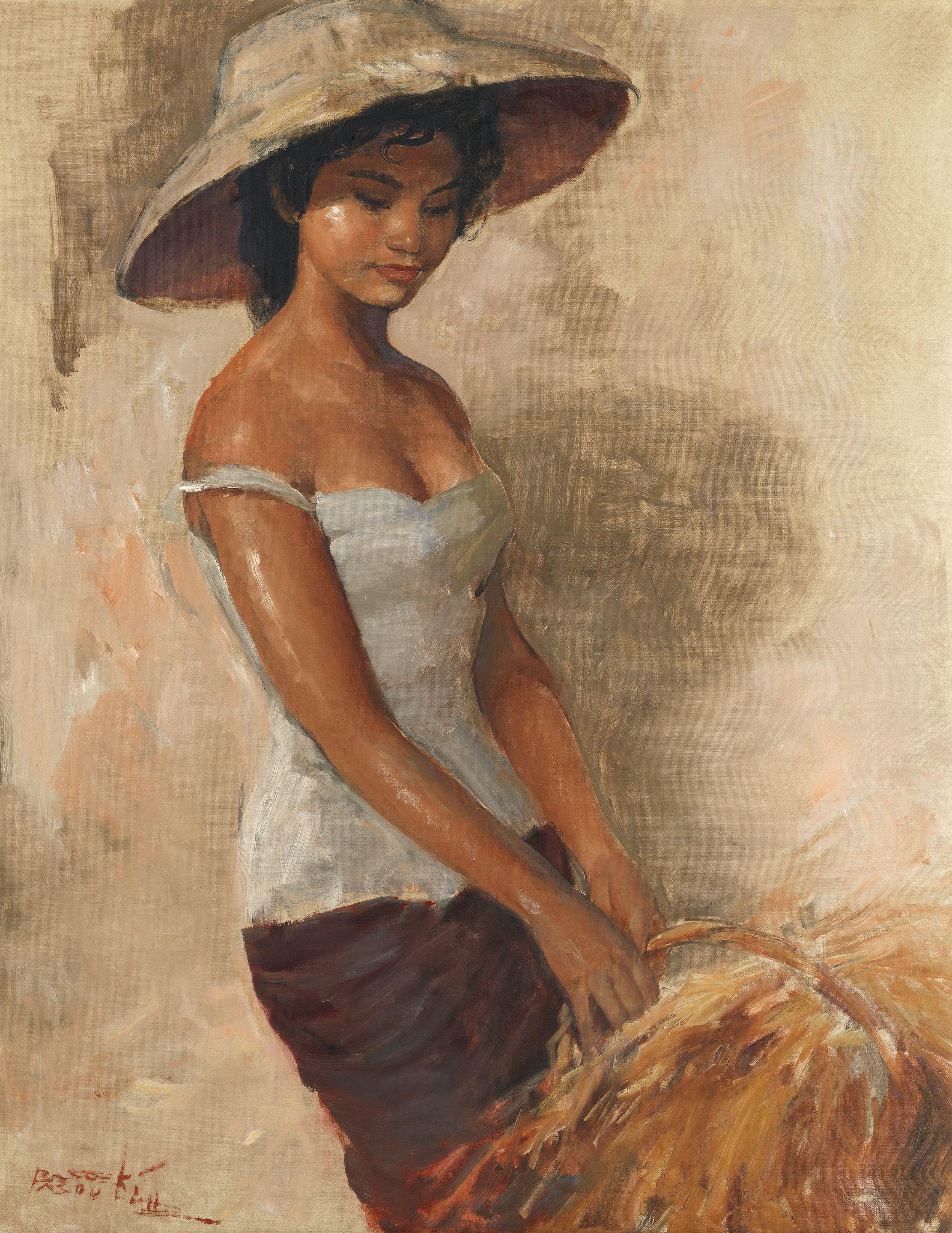 Raden Basoeki Abdullah - A young woman holding a basket