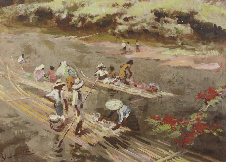 Raden Basoeki Abdullah - Activity on an Indonesian River