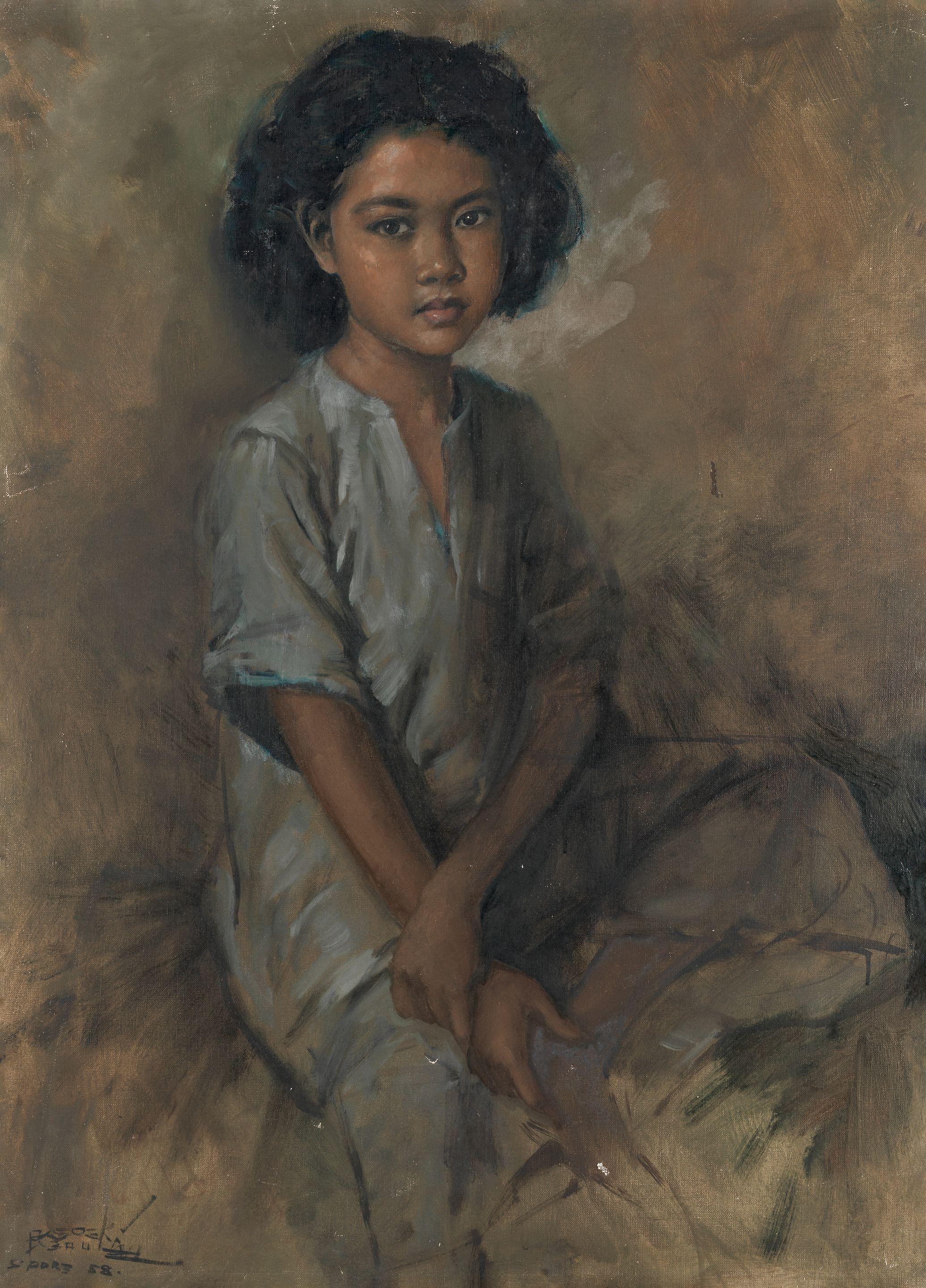 Raden Basoeki Abdullah - Portrait of a young girl seated