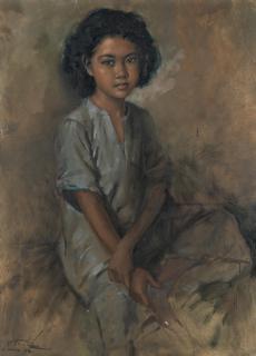 Raden Basoeki Abdullah - Portrait of a young girl seated