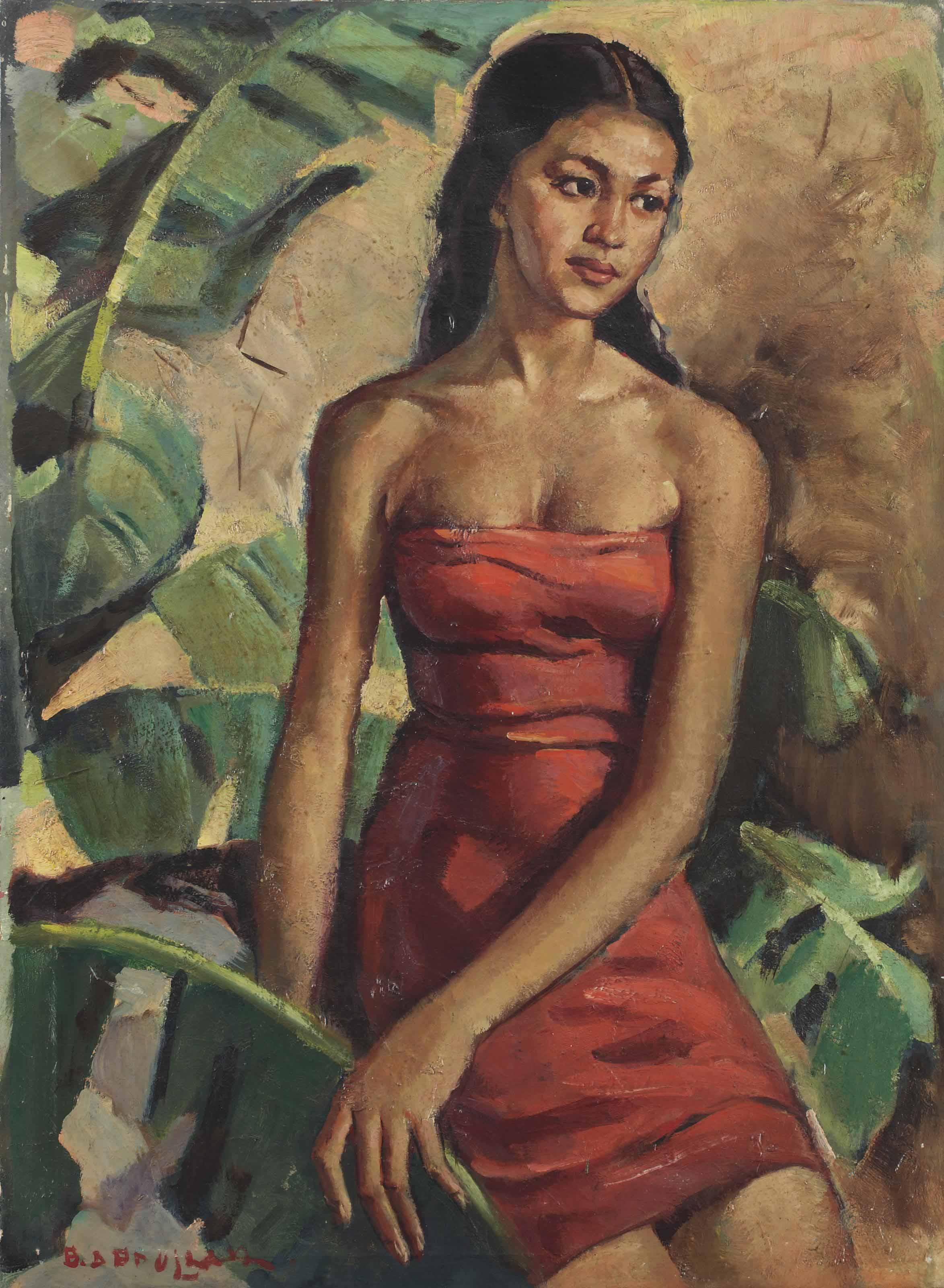 Raden Basouki Abdullah - Indonesian Woman In Red