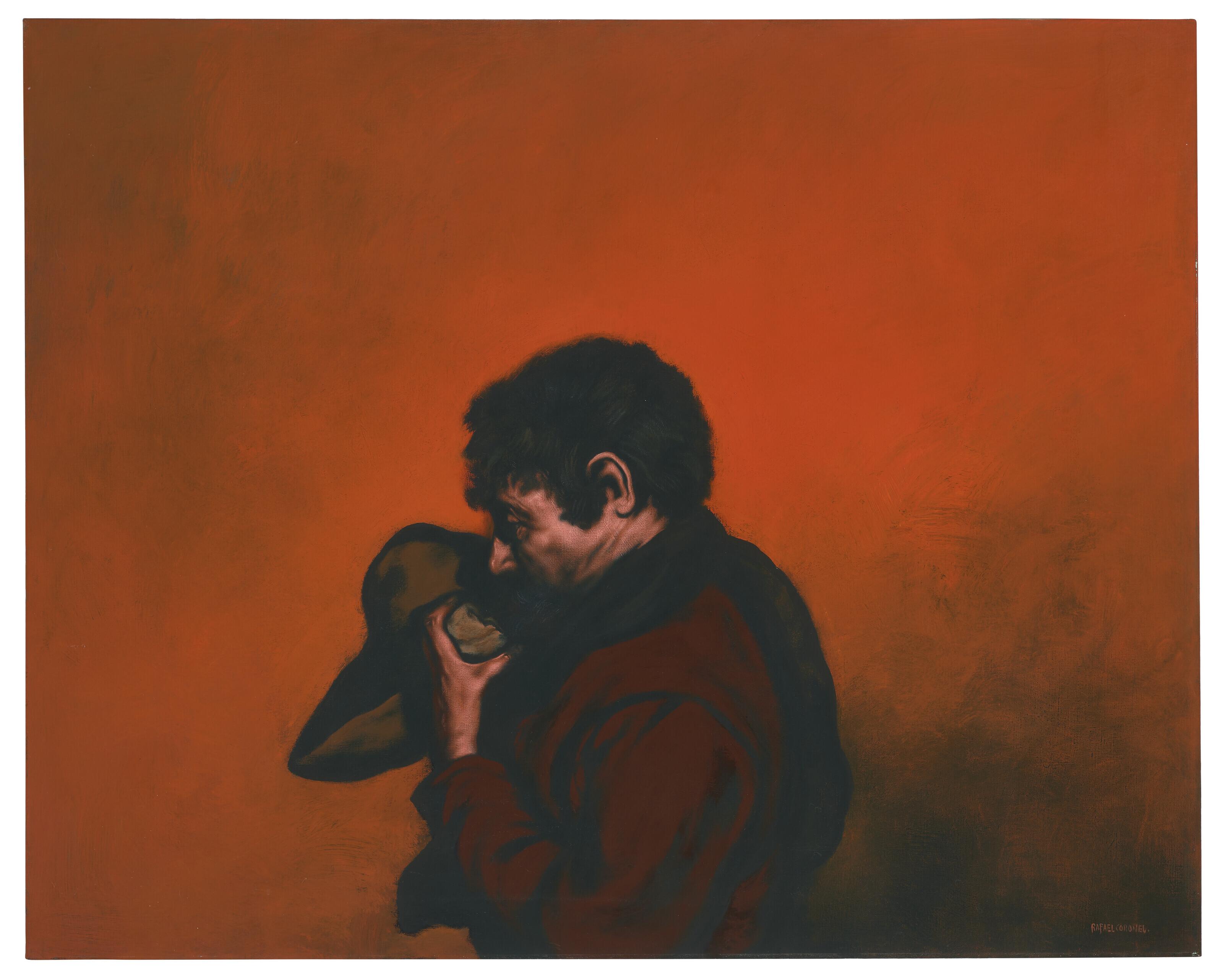 Rafael Coronel - Man Clutching Hat