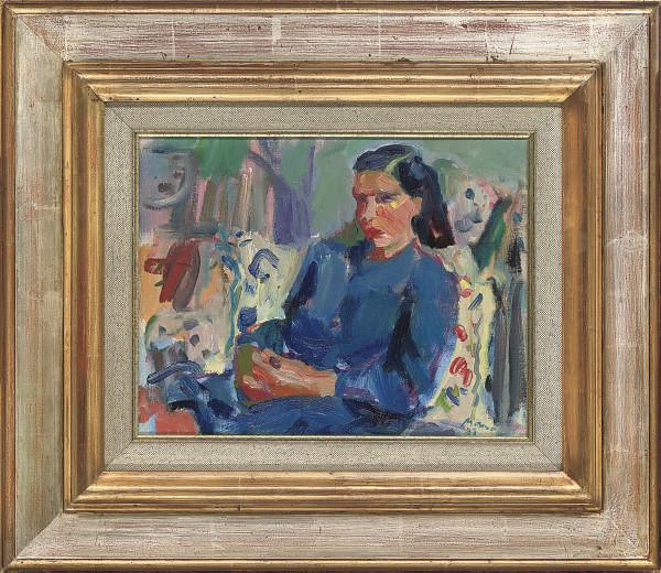 Rafael Monzó - Portrait of Marie José in a blue dress; and Portrait of Marie José in a pink t-shirt