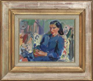 Rafael Monzó - Portrait of Marie José in a blue dress; and Portrait of Marie José in a pink t-shirt