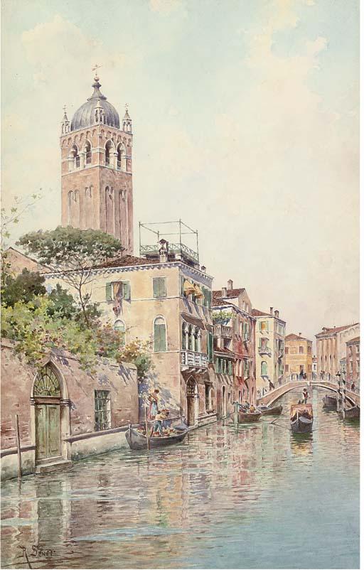 Rafael Senet - Trading vessels on a Venetian backwater